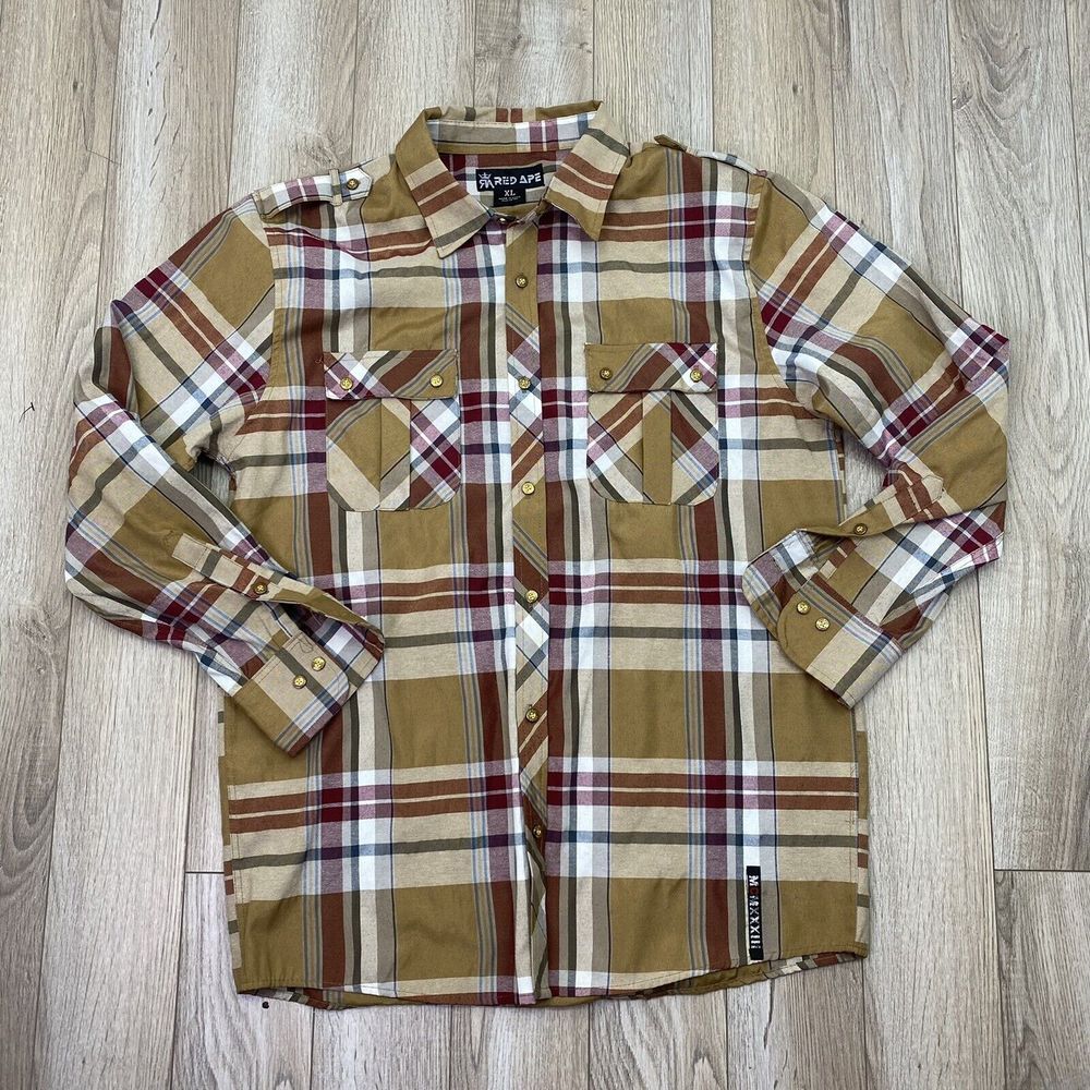 Red‎ Ape Button Down Shirt Mens XL Multicolor Long Sleeve